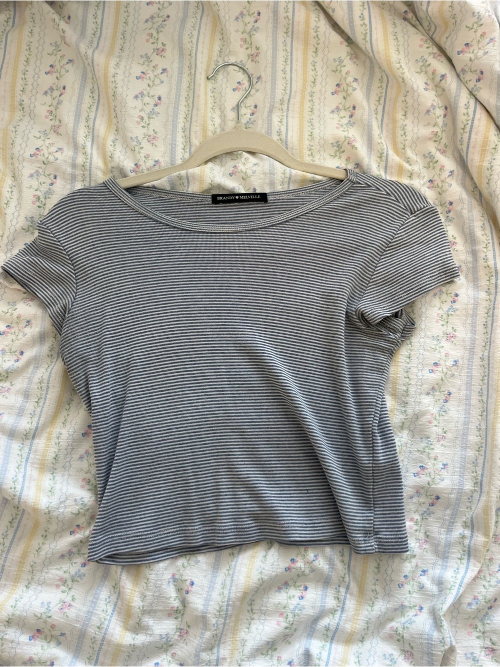 Brandy Melville blue Stripe Short Sleeve baby tee